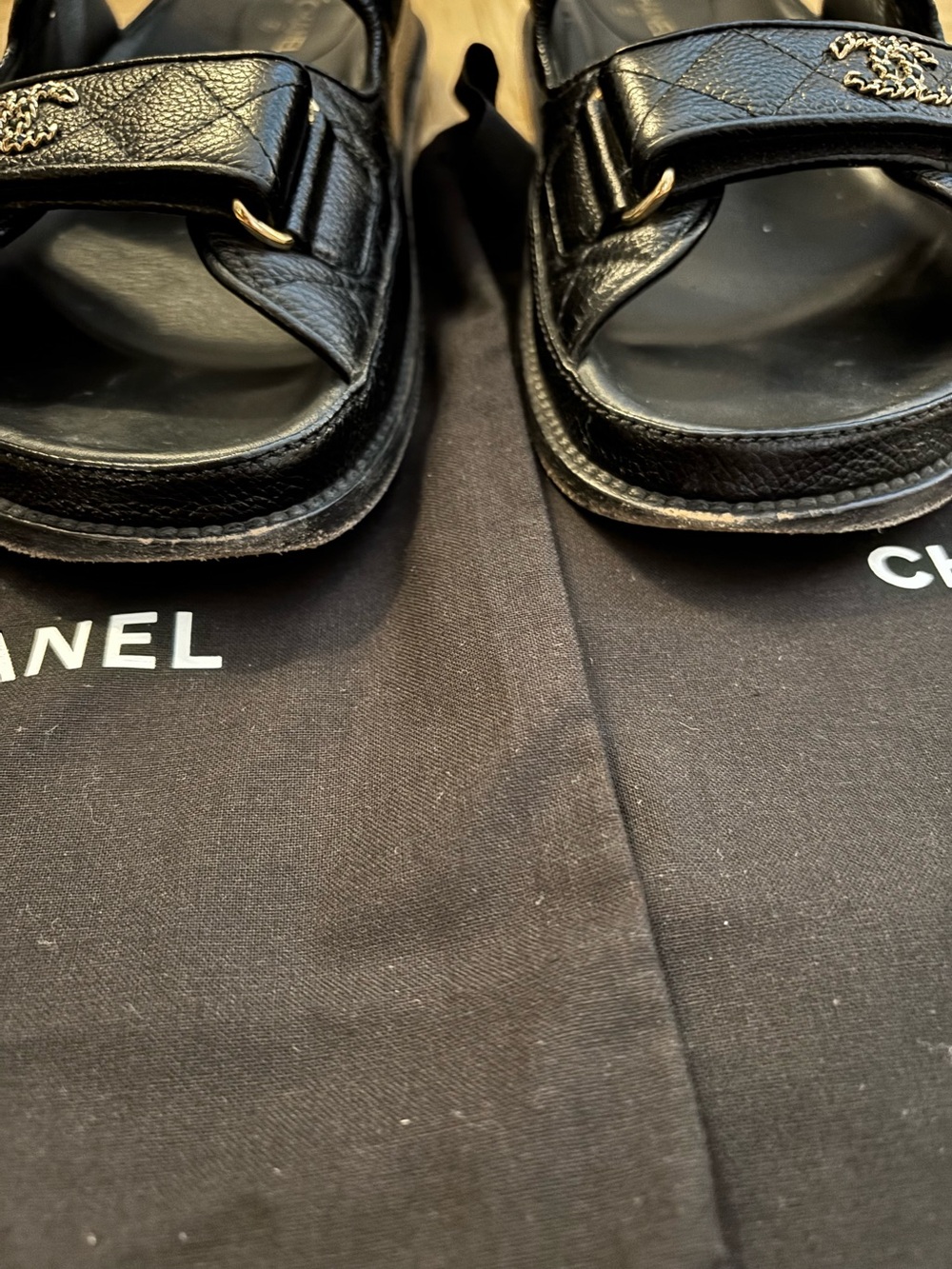 CHANEL Quilted Leather CC Logo Dad Sandals - Picture 8 of 15